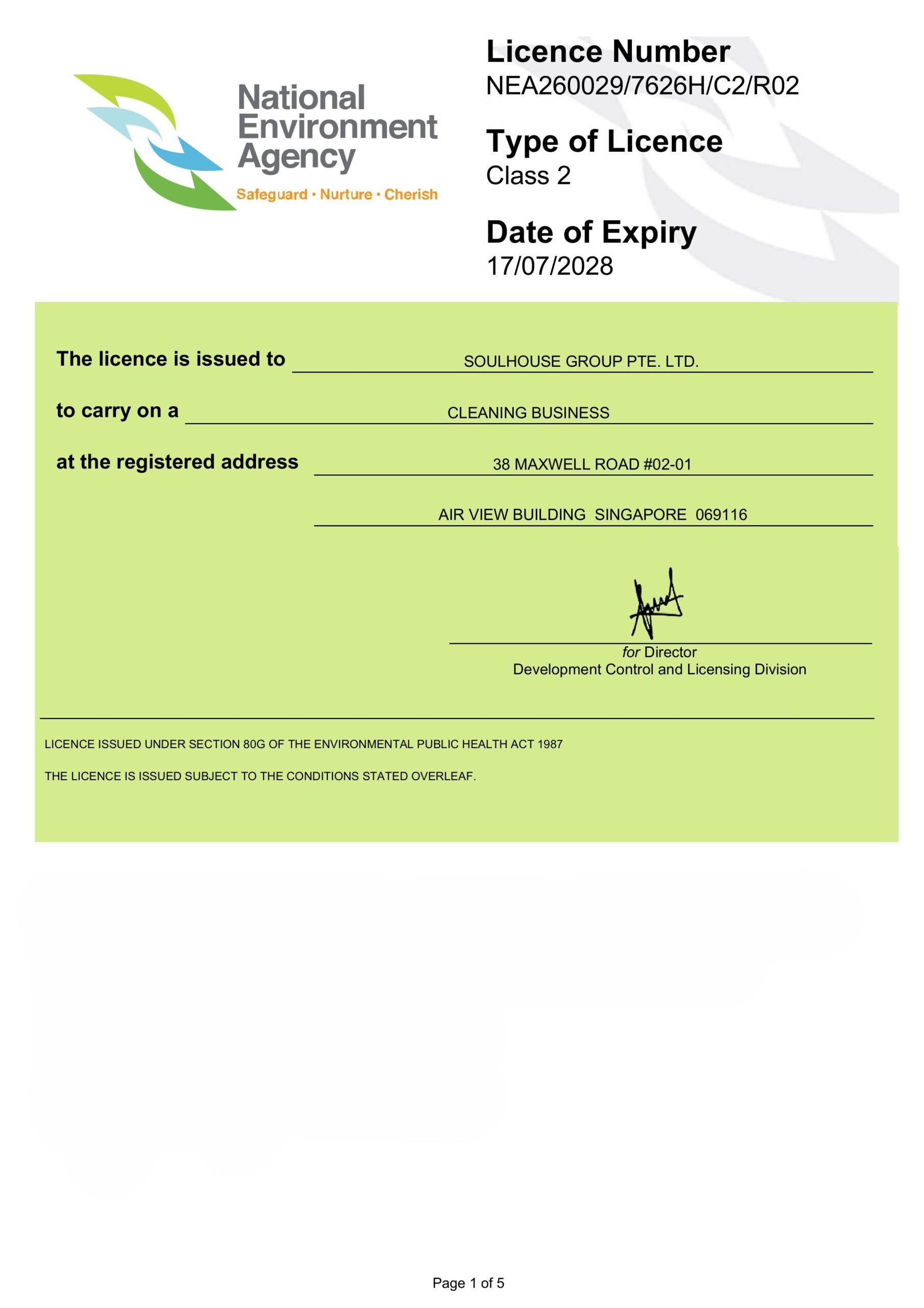 Soulhouse NEA Licence expired 17 July 2028