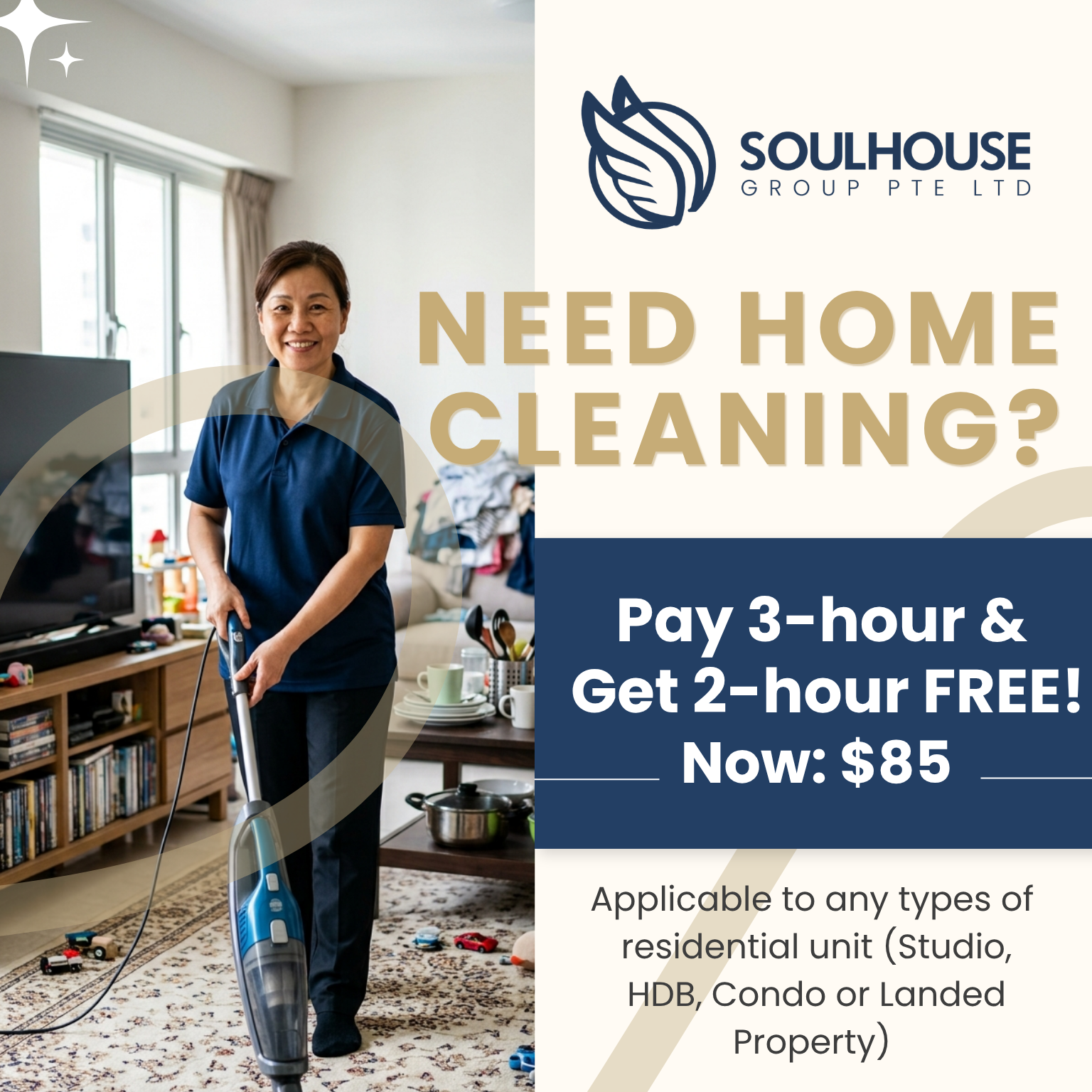Applicable to any types of residential unit (Studio, HDB, Condo or Landed Property)